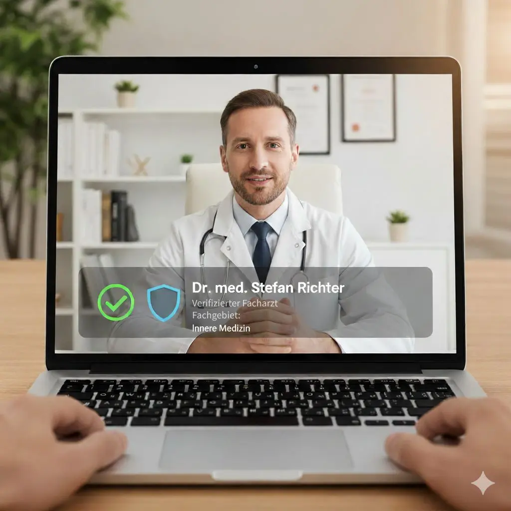 Ein Arzt führt eine Videokonsultation mit einem Patienten durch